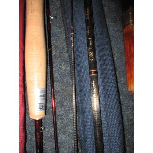 237 - A parcel of fly fishing tackle, to include rods by Greys GRX 10ft 7/8 fly rod Diawa graphite c98 tro... 