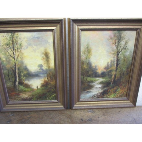 290 - Two oil on board landscapes, approx. size of each, 28x20cm both signed H Arnold in gilt frames