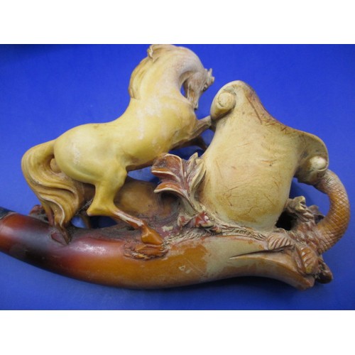 164 - A 19th century carved meerschaum pipe with silver mount and original case, in good used condition, a... 