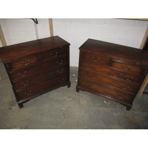 301 - A pair of bedside desk chests, each with 2 short over 3 long drawers and fold over top for conversio... 