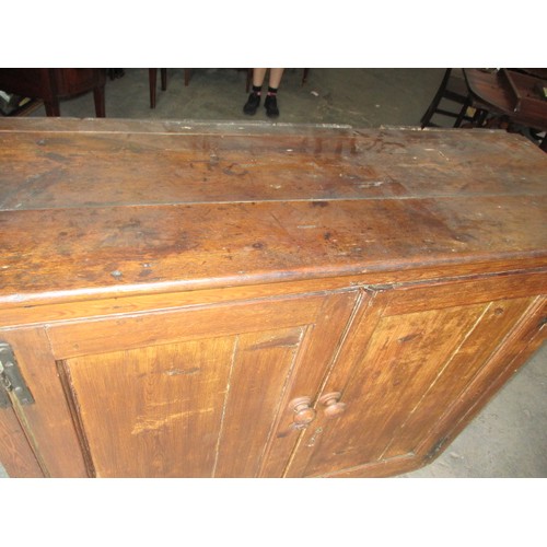 315 - A 19th Century wax pine country house 2 door kitchen cupboard. In useable condition with age related... 