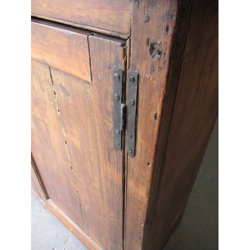 315 - A 19th Century wax pine country house 2 door kitchen cupboard. In useable condition with age related... 