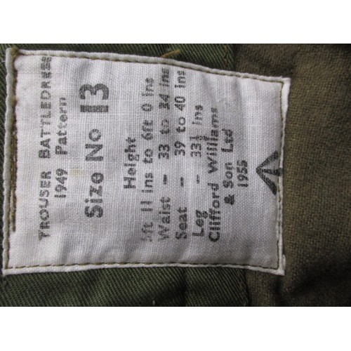 207 - A British Army 1949 pattern battledress blouse and trousers, in good useable pre-owned condition, si... 