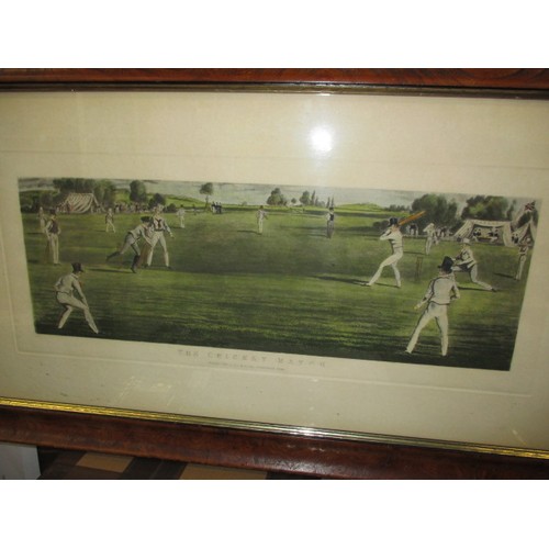 292 - A framed cricket print, titled “The Cricket Match” with published date of 1824 below title, approx. ... 