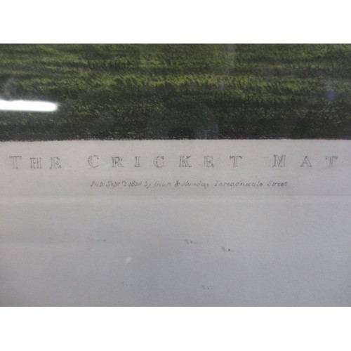 292 - A framed cricket print, titled “The Cricket Match” with published date of 1824 below title, approx. ... 