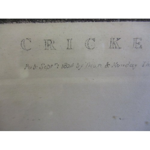 292 - A framed cricket print, titled “The Cricket Match” with published date of 1824 below title, approx. ... 