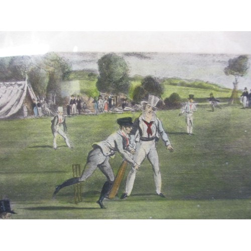 292 - A framed cricket print, titled “The Cricket Match” with published date of 1824 below title, approx. ... 