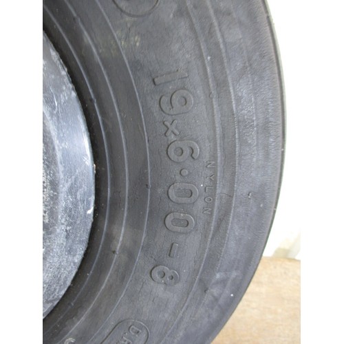 251 - Two vintage aircraft wheels, with tyres, believed to be front wheels from a DH114 Heron, in used con... 