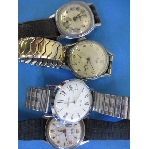 156 - A parcel of 10 vintage wrist watches, various ages and makers, all run when wound but with use-relat... 