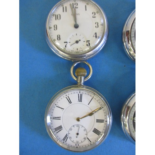 157 - 6 Vintage pocket watches, all run when wound, various ages and makers, all with use-related marks