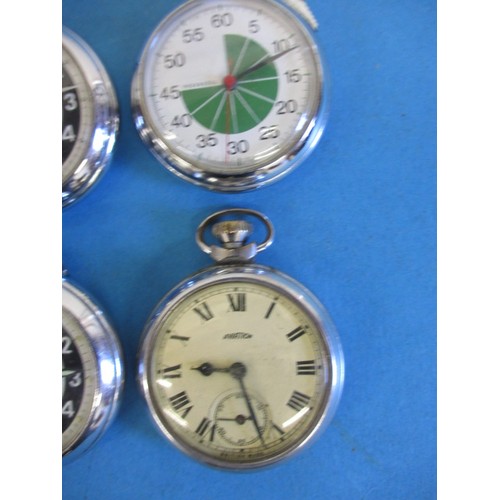 157 - 6 Vintage pocket watches, all run when wound, various ages and makers, all with use-related marks