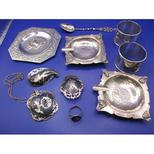 132 - A parcel of various grade silver and white metal items, approximate gross weight 190g . All with age... 