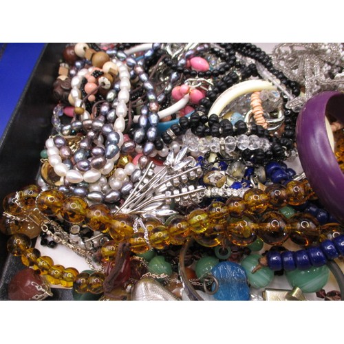 151 - A quantity of costume jewellery necklaces and other jewellery items. In used condition, with age rel... 