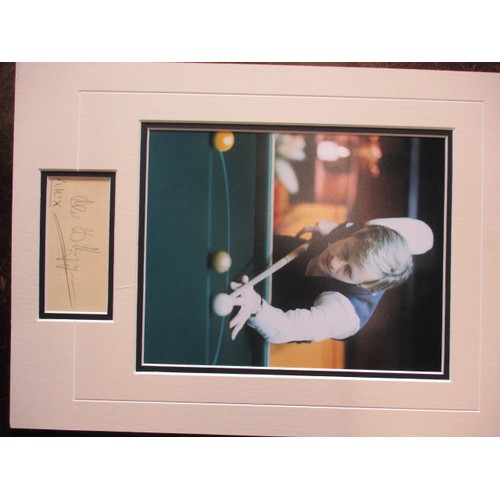 294 - Alex Higgins snooker star autograph and picture in mount, good used condition, approx. size 30x40cm