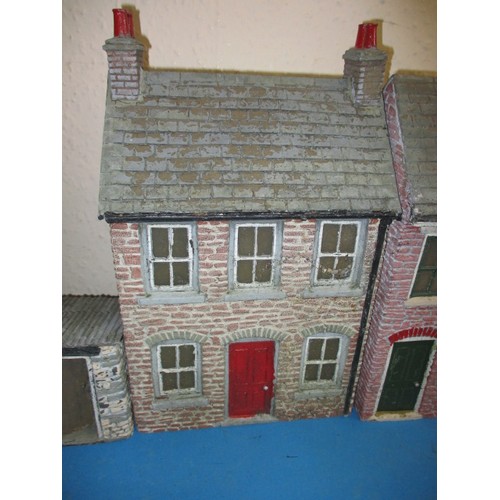 253 - Six vintage fibreglass composite scale model village buildings, approx. 1/16 scale modular units to ... 