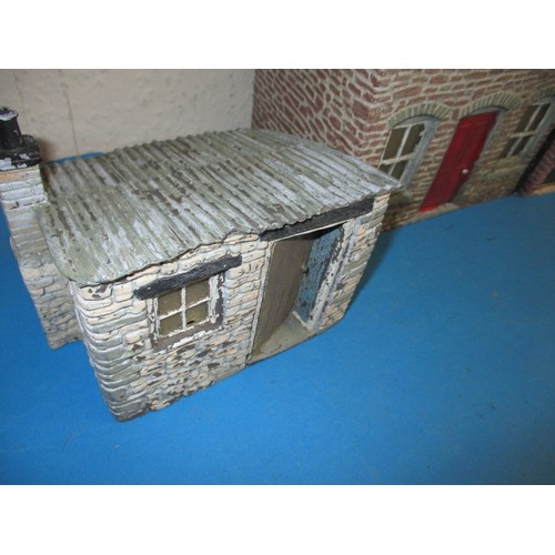 253 - Six vintage fibreglass composite scale model village buildings, approx. 1/16 scale modular units to ... 