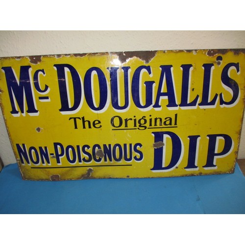 270 - An early 20th century enamel advertising sign for McDougalls Non-poisonous Dip, having rusted edges ... 