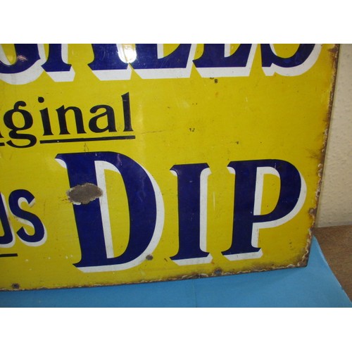 270 - An early 20th century enamel advertising sign for McDougalls Non-poisonous Dip, having rusted edges ... 