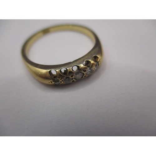 24 - A vintage 18ct yellow gold 5 stone ring, approx. ring size ‘J+’ approx. weight 2.5g in used conditio... 