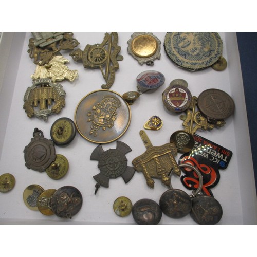 161 - A parcel of very interesting collectables, to include military metal and cloth badges, an Egyptian g... 