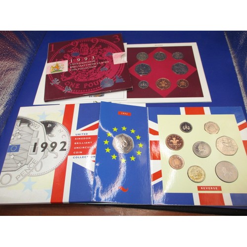 146 - 1992 & 1993 United Kingdom brilliant uncirculated coin sets, each includes the collectable 50p coins... 