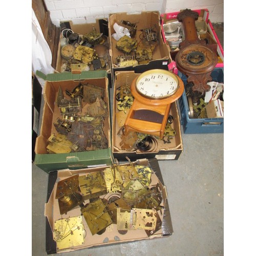 279 - A very large quantity of antiques and later clock, watch and barometer parts, movements etc for spar... 