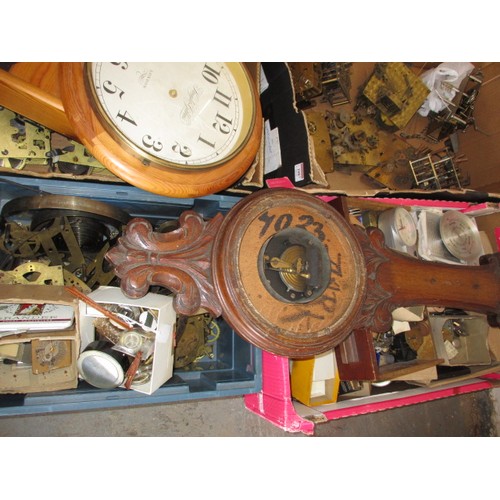 279 - A very large quantity of antiques and later clock, watch and barometer parts, movements etc for spar... 