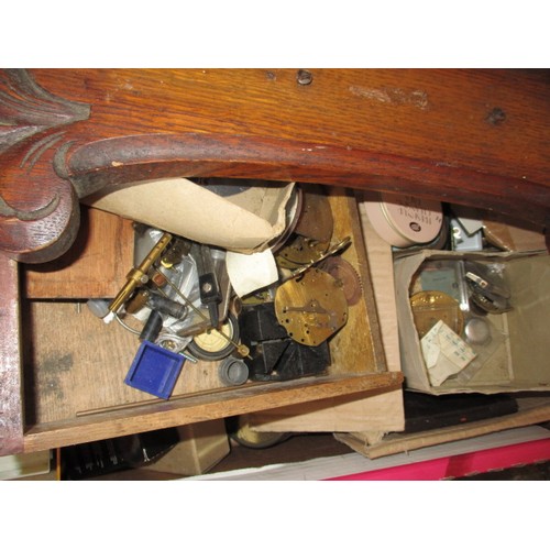 279 - A very large quantity of antiques and later clock, watch and barometer parts, movements etc for spar... 