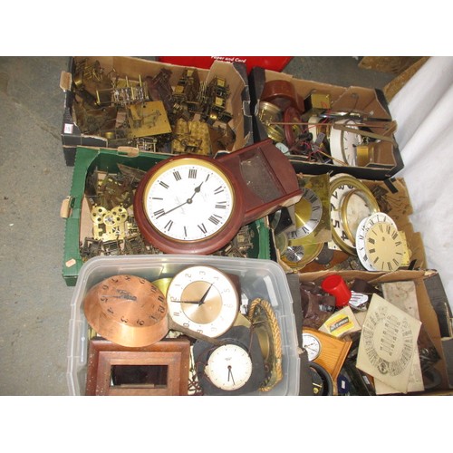 280 - A very large quantity of antiques and later clock and watch parts, movements etc for spares or repai... 