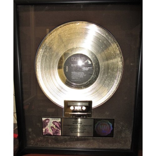 296 - A framed music award gold disc for 500,000 sales of the album No Protection by Starship in 1987, thi... 