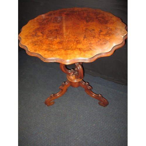 275 - A 19th century walnut scalloped top occasional table, rotating top from the base, approx. height 72c... 