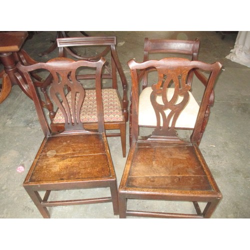 4 Antique chairs, all dating late 18th early 19th century in useable condition with age related marks