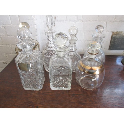 260 - 9 vintage glass drinks decanters all in good used condition, some antique