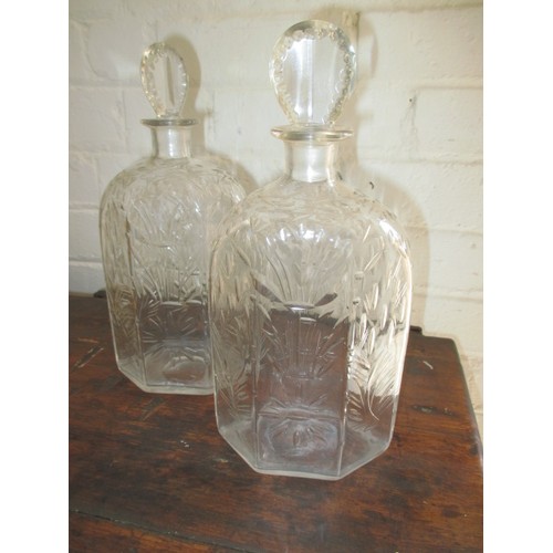 260 - 9 vintage glass drinks decanters all in good used condition, some antique