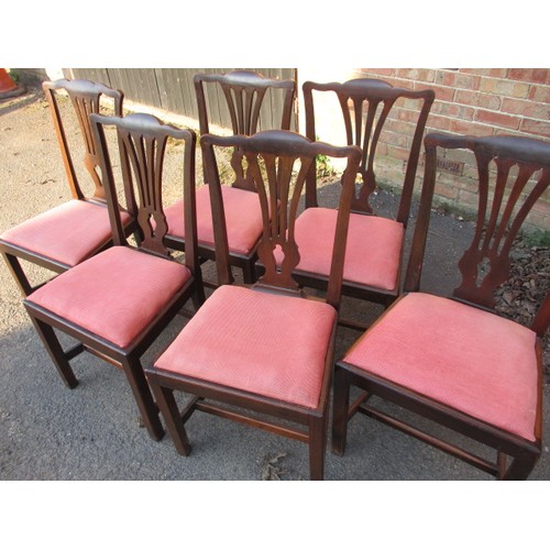 A set of six early 19th Century mahogany dining chairs, with upholstered drop in pads. In good useable condition with good, tight joints. Height to pad approx. 44cm