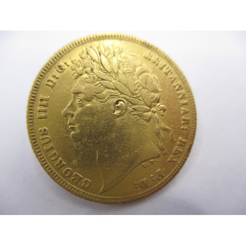 99 - An 1821 George IIII full gold sovereign, a circulated coin with good definition of features but havi... 