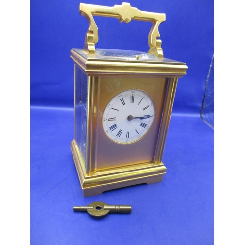 283 - An early 20th century 5 glass carriage clock by Brevetee, striking on a gong, having been serviced a... 