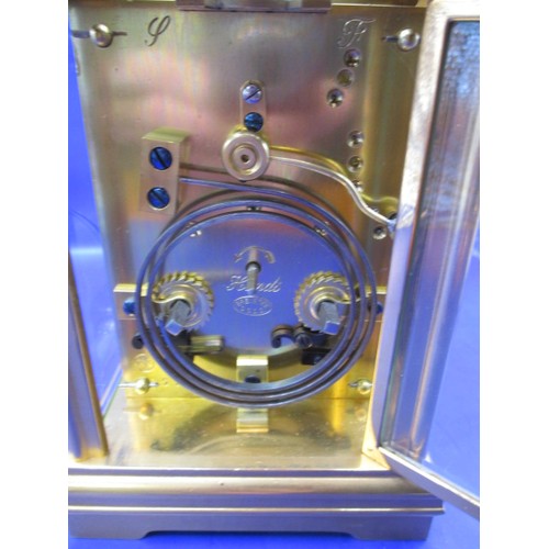 283 - An early 20th century 5 glass carriage clock by Brevetee, striking on a gong, having been serviced a... 