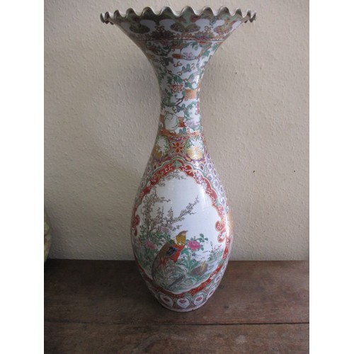 306 - A large antique Chinese vase, with hand painted polychrome decoration, approx. height 77.5cm having ... 