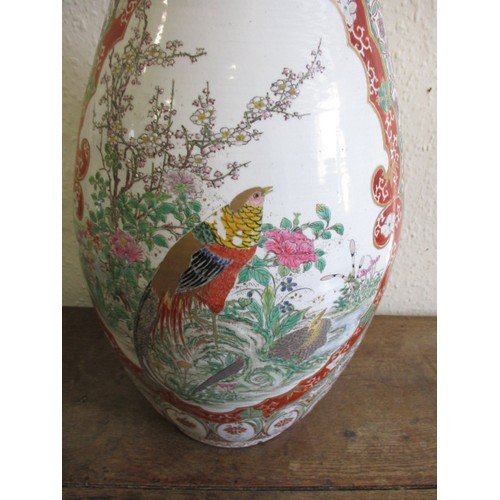 306 - A large antique Chinese vase, with hand painted polychrome decoration, approx. height 77.5cm having ... 