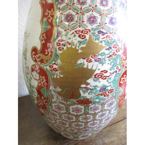 306 - A large antique Chinese vase, with hand painted polychrome decoration, approx. height 77.5cm having ... 