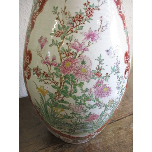 306 - A large antique Chinese vase, with hand painted polychrome decoration, approx. height 77.5cm having ... 