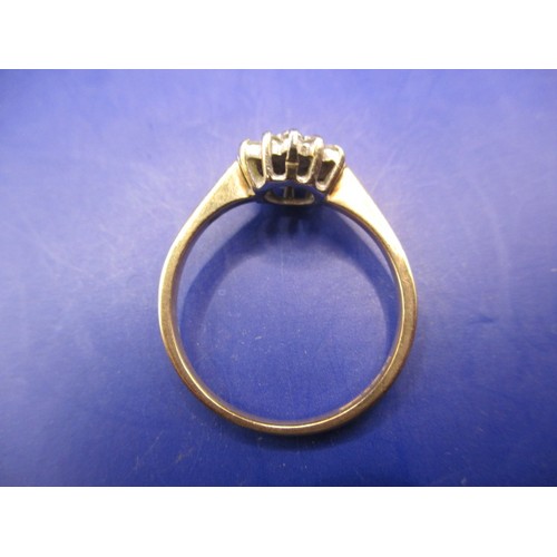 2 - A 9ct yellow gold diamond daisy ring, approx. ring size ‘M’ approx. weight 2g in good pre-owned cond... 