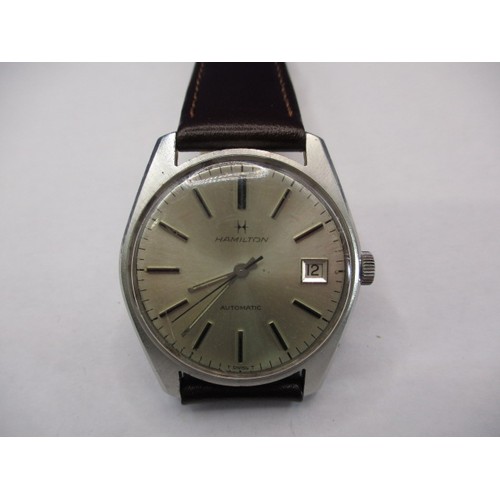 105 - A 1970s Hamilton gents wrist watch, in current working order with use-related marks and replacement ... 