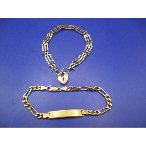 66 - 2 Gold bracelets, approx. one marked 9ct with approx. weight of 5.3g the other marked 750 with appro... 