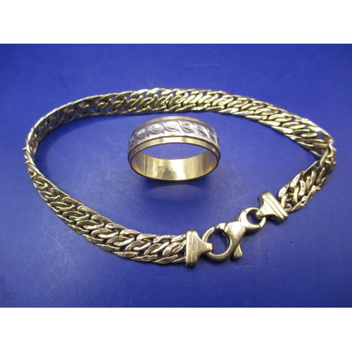 67 - A yellow gold ring and bracelet, both marked 750, approx. gross weight 12.7g in useable pre-owned co... 