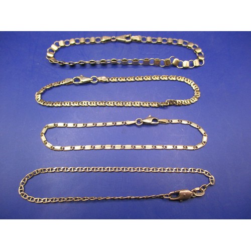 71 - Four 9ct yellow gold bracelets, approx. gross weight 14.4g, various styles and lengths, all in pre-o... 