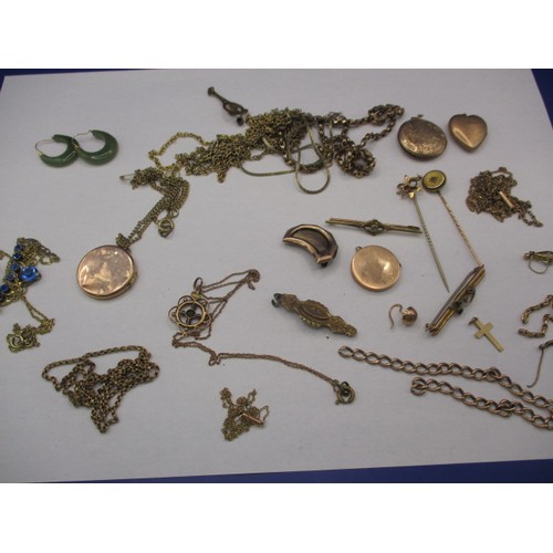 80 - A parcel of gold and yellow metal items, all in used condition with some damages, approx. weight of ... 