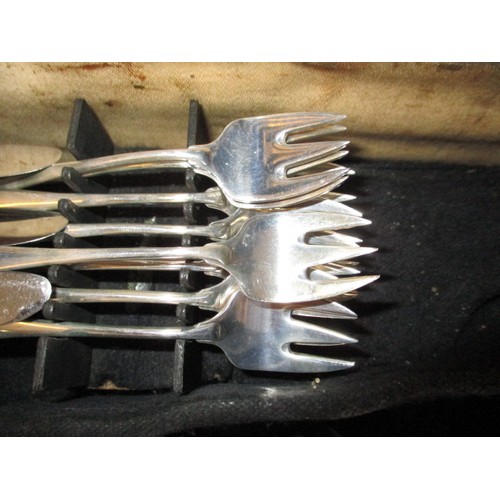 162 - A vintage sterling silver 8 place setting canteen of cutlery in wood case, marked A Michelsen Denmar... 