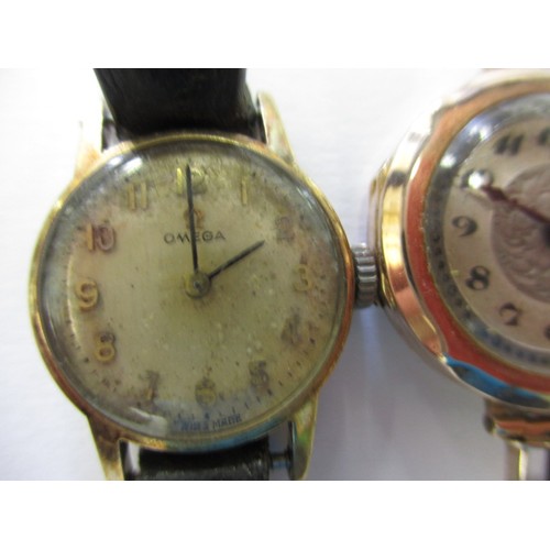 100 - Two 9ct gold cased cocktail watches and a parcel of yellow metal items, all in used condition and so... 